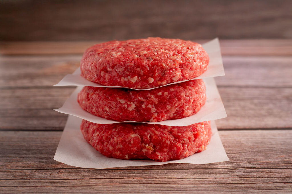 Butcher-made burger patties, hand-formed